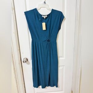 Monteau Blue Midi Dress with Ring Detail